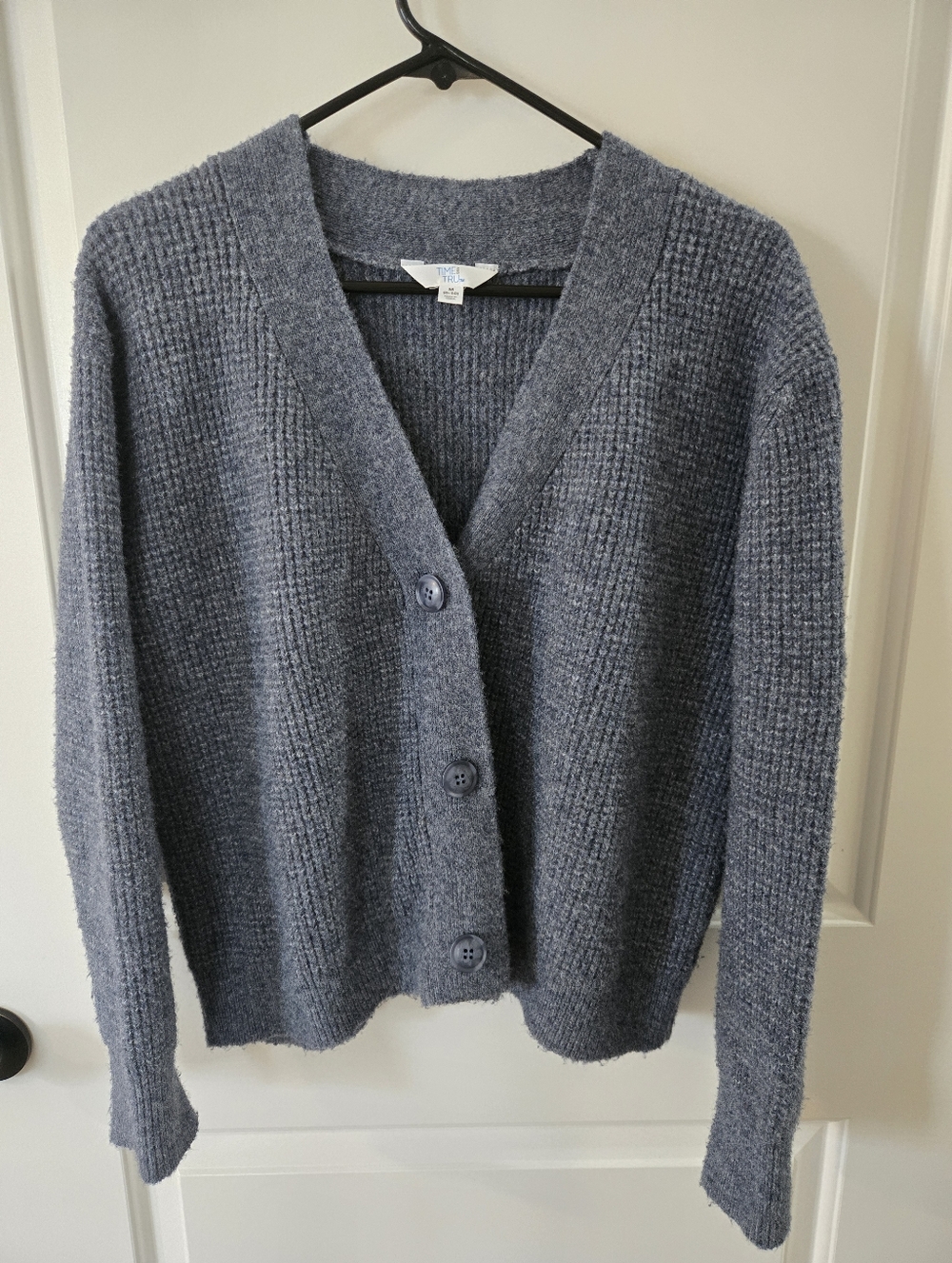 Cozy Blue Gray Button-Front Women's Cardigan Sweater and Pant Set